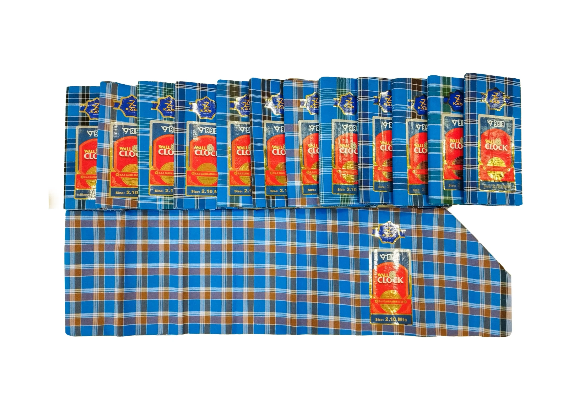Wall Clock - Men's Sarong Blue Check